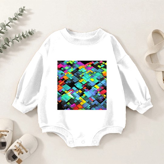 ABSTRACT PAINTING basecolor WATERBASE cube BLACK Baby Romper Sweatshirts