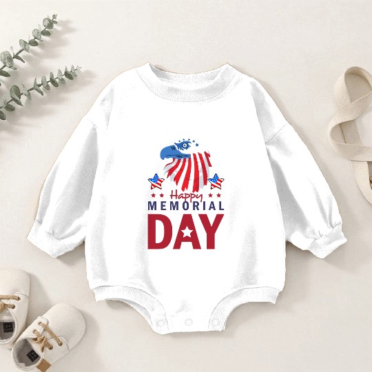 Happy Memorial Day Veterans Brave US Eagle Stars Baby Romper Sweatshirts