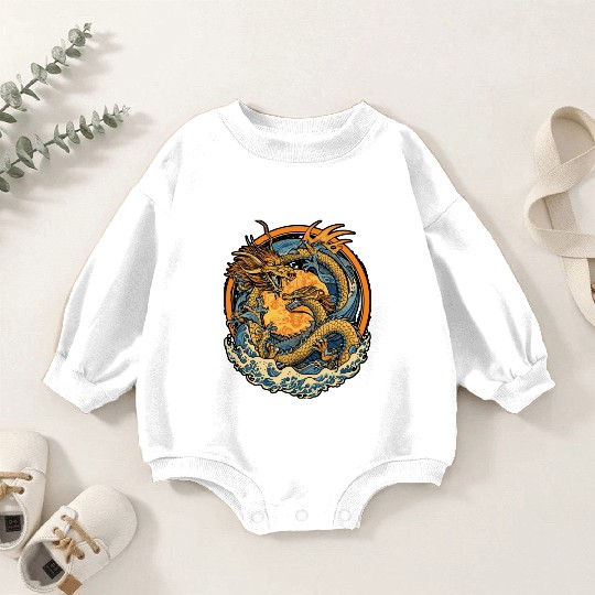 Vintage Japanese Dragon Sun Tattoo Design 1 Baby Romper Sweatshirts