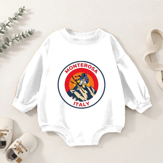 Vintage Cool Skiing in Monterosa Italy Sunset Baby Romper Sweatshirts