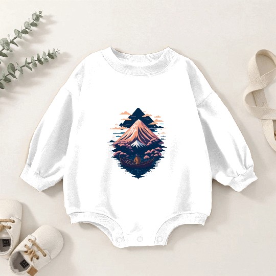 Serene Mount Fuji Sunset Peaceful River Scenery Baby Romper Sweatshirts