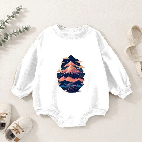 Serene Mount Fuji Sunset Peaceful River Scenery Baby Romper Sweatshirts