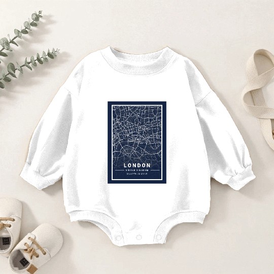 London Light City Map Blueprint design Baby Romper Sweatshirts