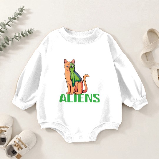 Cats Are Aliens Funny Cat Owner Astronomy Lover Baby Romper Sweatshirts