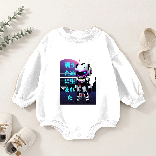 Chibi Mecha: A Cute Cyberpunk Design 3 Baby Romper Sweatshirts