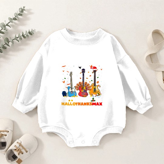 Guitar Happy Hallothanksmas Halloween Thanksgiving Baby Romper Sweatshirts