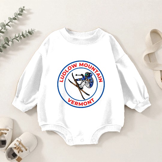 Retro Cool Skiing Ludlow Mountain Vermont Souvenir Baby Romper Sweatshirts