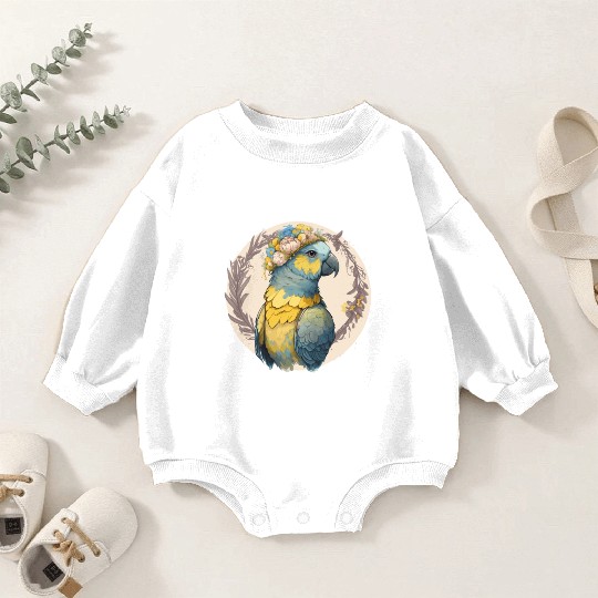 Yellow Blue Ara Macaw Flower Crown Parrot Parakeet Baby Romper Sweatshirts