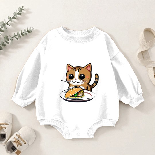 Cute Cat and Taco: A Playful Combination for Your Baby Romper Sweatshirts