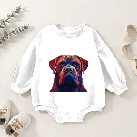 Psychedelic AI Dogue de Bordeaux Baby Romper Sweatshirts
