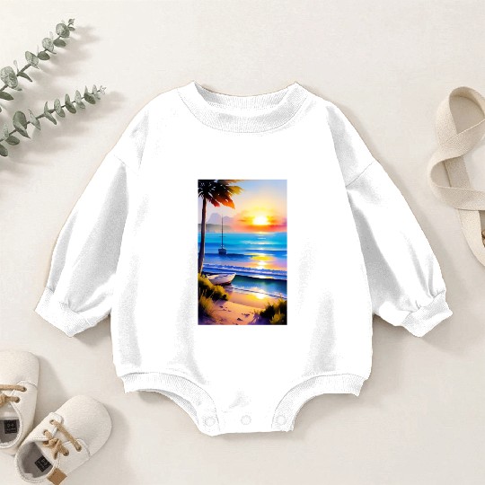 A sunrise with a seaside view-2 Baby Romper Sweatshirts