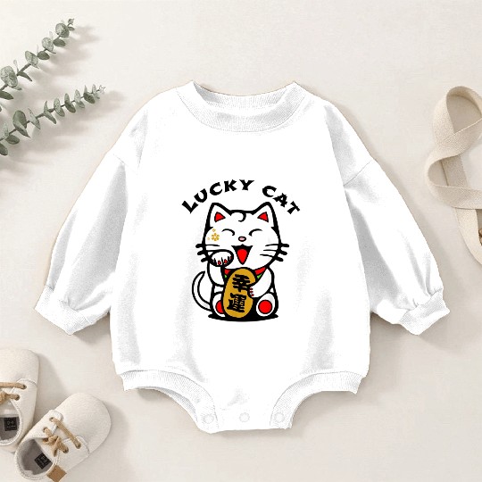 Lucky Cat Maneki-Neko Japanese Luck Feng Shui Baby Romper Sweatshirts