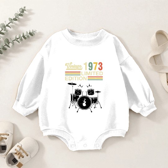 Vintage 1973 Drums 50th Birthday Drummer Baby Romper Sweatshirts