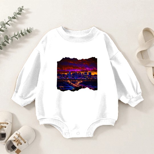 Phoenix Arizonna Skyline Neon Desert Nights Baby Romper Sweatshirts