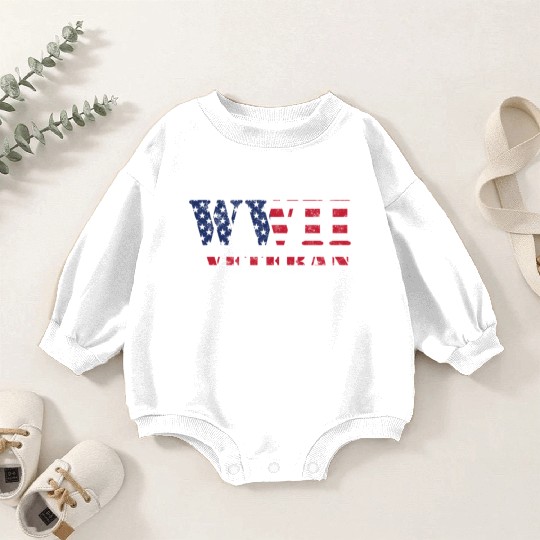 Ww2 Veteran American Flag World War Ii Baby Romper Sweatshirts