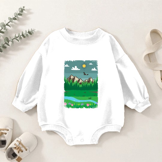 Peaceful Nature Scenery Baby Romper Sweatshirts