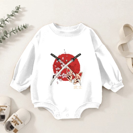 Ancient Japanese Cherry Blossom Samurai Katana Swo Baby Romper Sweatshirts