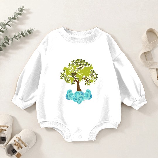 Trees Plants Waves Nature Earth Day Baby Romper Sweatshirts
