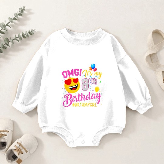 Omg It'S My 8Th 8 Baby Romper Sweatshirts