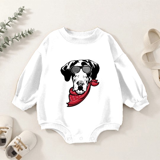 Great Dane Face Shutter Glasses Baby Romper Sweatshirts