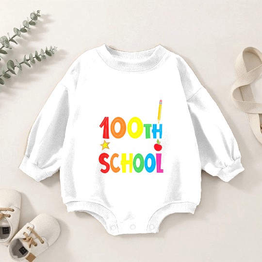 Happy 100Th Day Of School Teacher Rainbow Baby Romper Sweatshirts