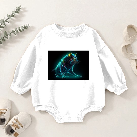 Neon Moon Wolf Baby Romper Sweatshirts