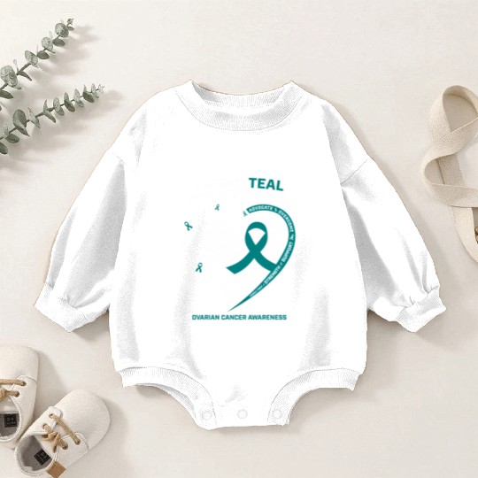 Teal Ribbon Ovarian Cancer Awareness Friend Baby Romper Sweatshirts