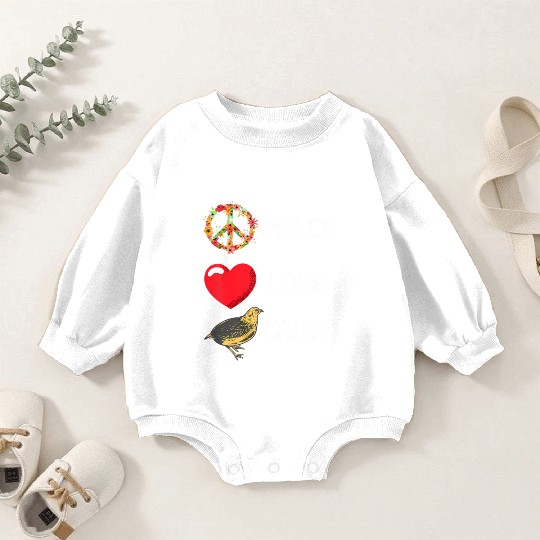 Quail Birds Lover Love Peace Quail Japanese Quail Baby Romper Sweatshirts