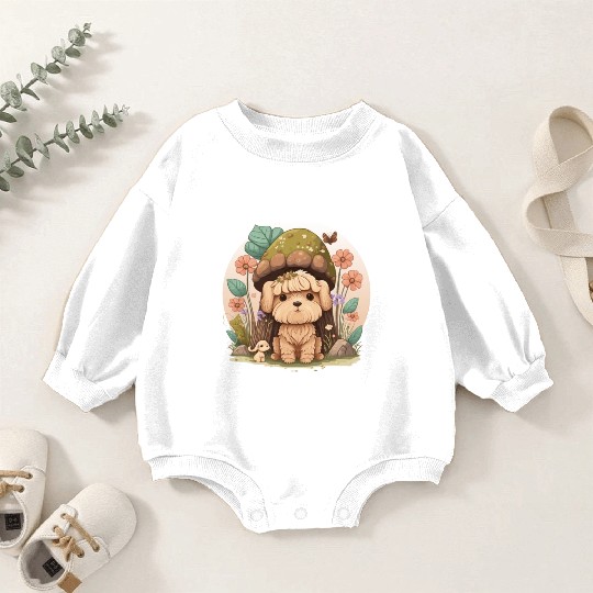 Cottagecore Cute Baby Dog Kawaii Puppy Anime Flora Baby Romper Sweatshirts