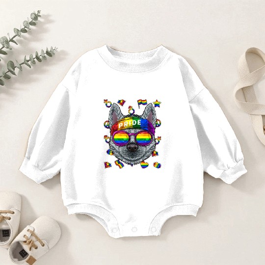 Lgbt Husky Gay Pride Month Dog Rainbow Lesbian Baby Romper Sweatshirts