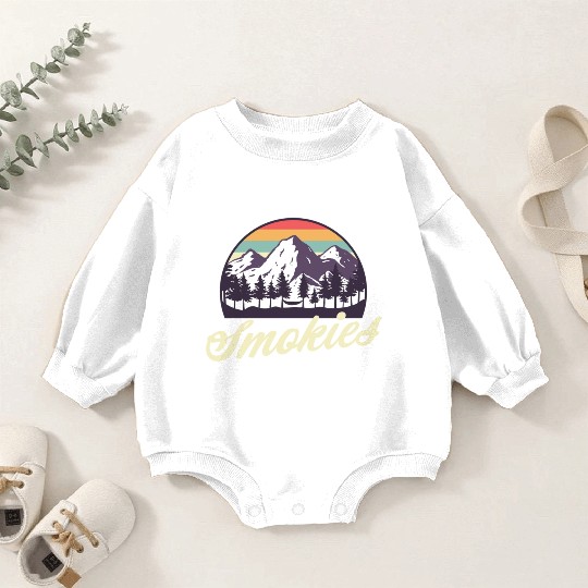 Retro Lake Tahoe Mountains Distressed Baby Romper Sweatshirts