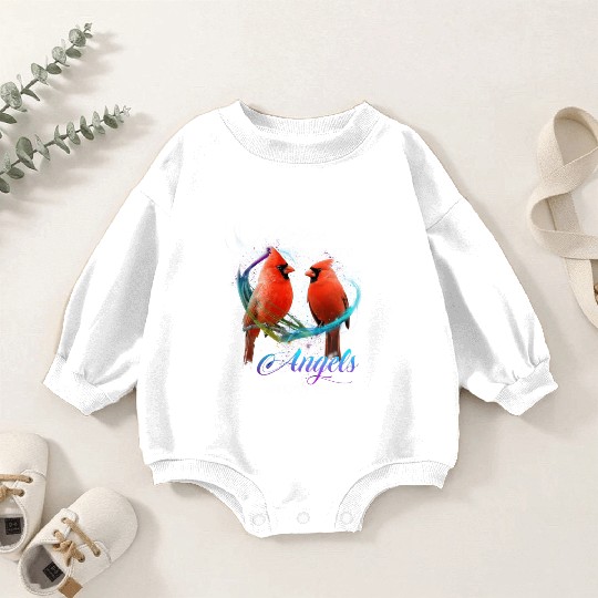 Cardinal Bird I Believe There Are Angels Among Us Baby Romper Sweatshirts