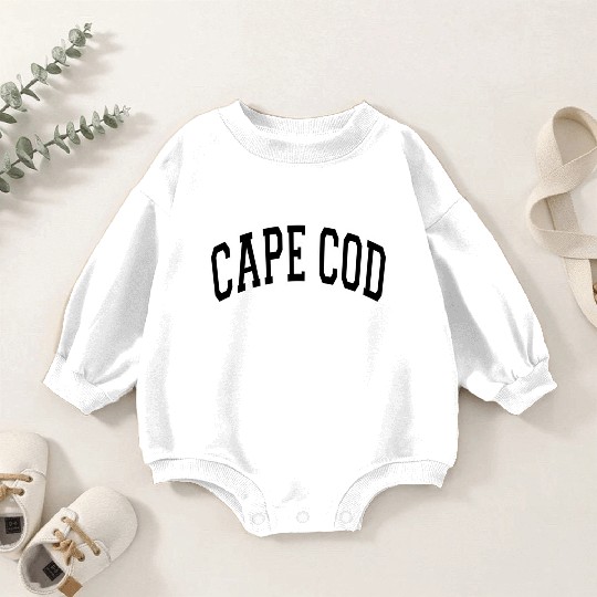 Cape Cod Massachusetts Varsity Style Black Text Baby Romper Sweatshirts