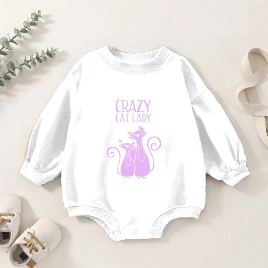 Crazy Cat Lady For Cat Purple Baby Romper Sweatshirts