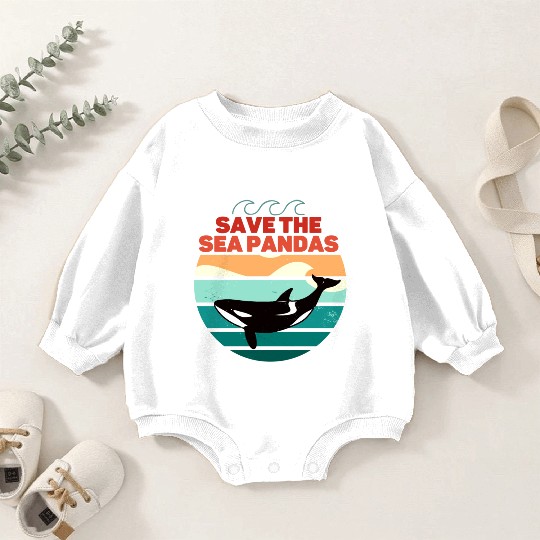 Rescue Killer Whale Orcas Save The Sea Pandas Baby Romper Sweatshirts