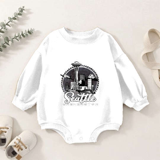 Seattle Pacific Northwest Emerald City Baby Romper Sweatshirts