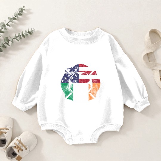 Firefighter St Patric Day Irish American Flag Baby Romper Sweatshirts