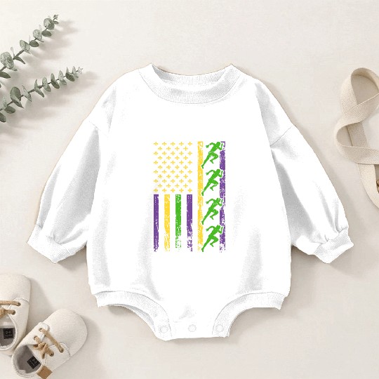 American Sports Flag Track And Field Sporty Mardi Baby Romper Sweatshirts