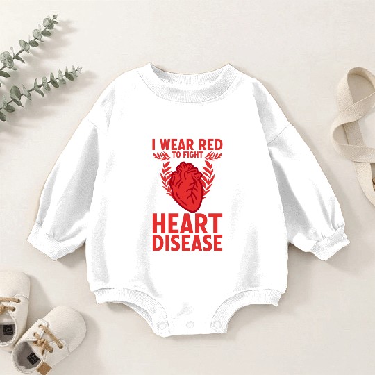 I Wear Red To Fight Heart 2 Baby Romper Sweatshirts