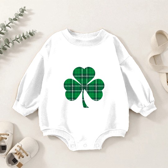 St Patric Day Irish Green Buffalo Plaid Shamrock Baby Romper Sweatshirts