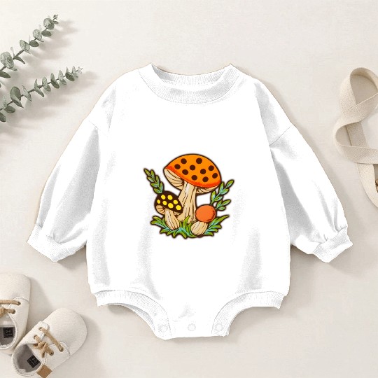 Merry Mushrooms 70S Kitchen Baby Romper Sweatshirts