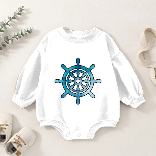 Ship Wheel blue watercolor Baby Romper Sweatshirts