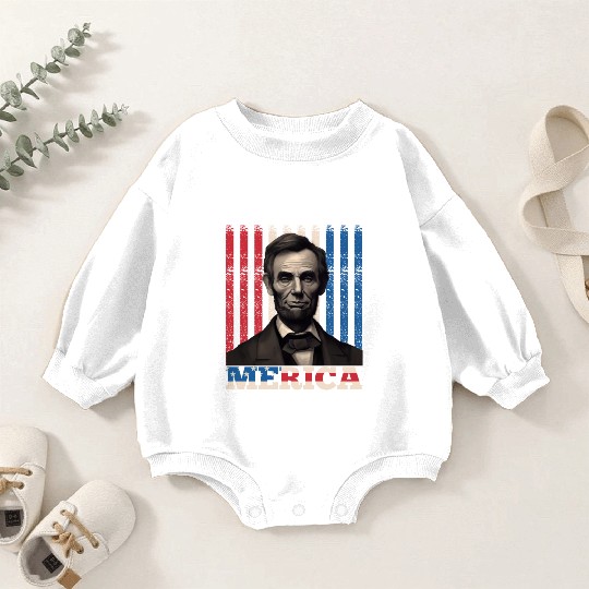 Merica Lincoln Independence Day Party 4th July Baby Romper Sweatshirts