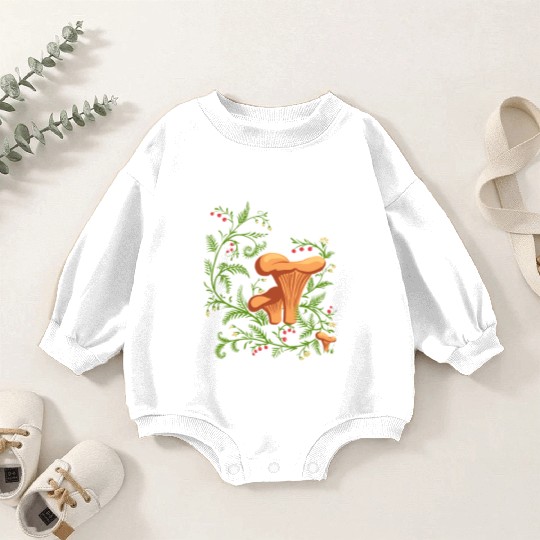 Forest Mushrooms Floral Fungi Ukrainian Vyshyvanka Baby Romper Sweatshirts