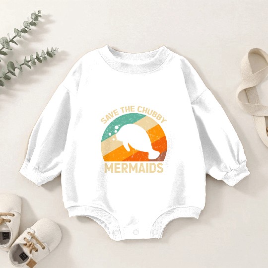 Save The C Sea Cow Mermaids Atee Floaty Baby Romper Sweatshirts