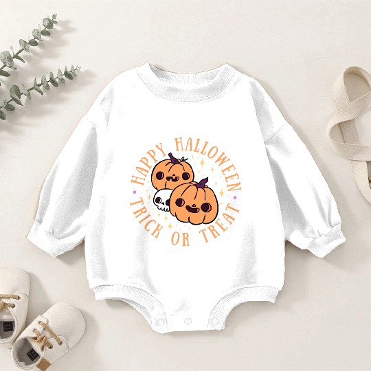 Happy Halloween Trick Or Treat Cute Pumpkin Baby Romper Sweatshirts