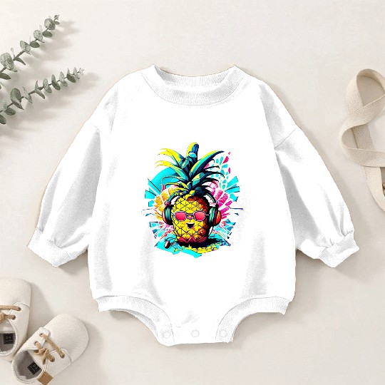 Tropic Beats: Pineapple Party Vibes Baby Romper Sweatshirts