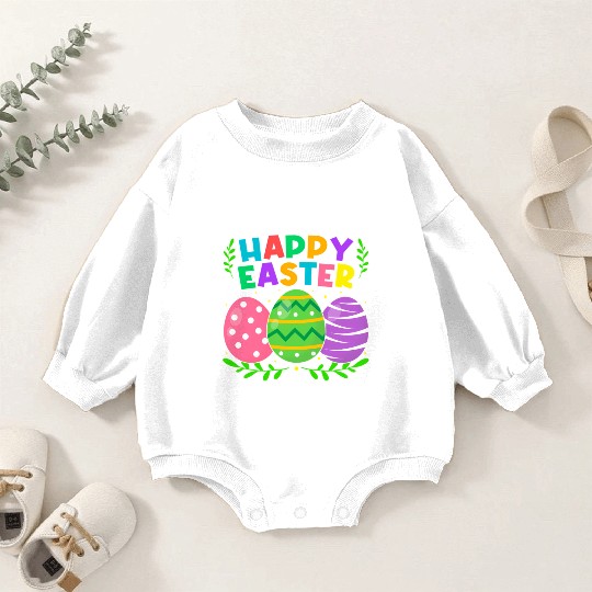 Happy Easter Day Bunny Eggs Easter Baby Romper Sweatshirts