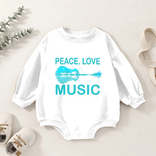 Peace Love Music Guitar Lake Shadow Hippie Baby Romper Sweatshirts