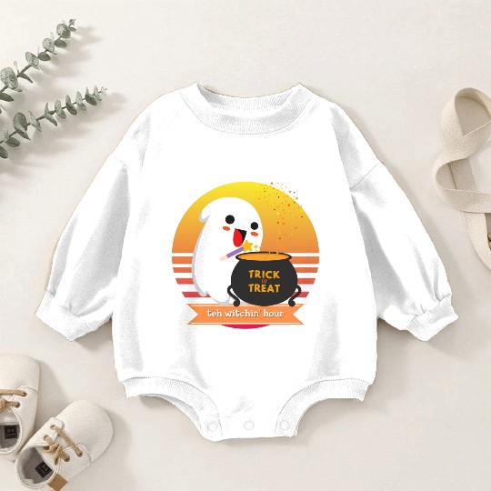 Halloween Cute Ghost Witching Hour Trick Or Treat Baby Romper Sweatshirts